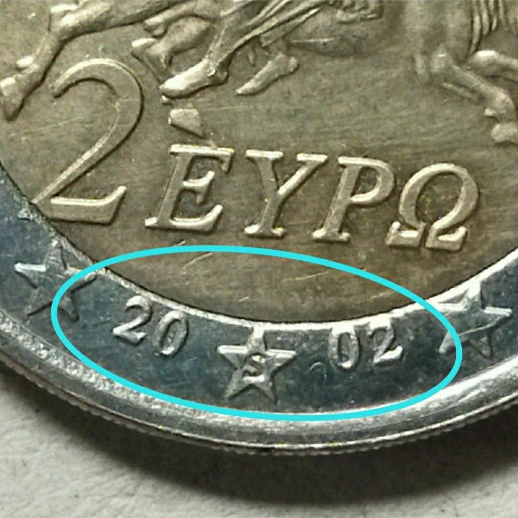 Koin 2 euro tahun 2002 Greece Yunani