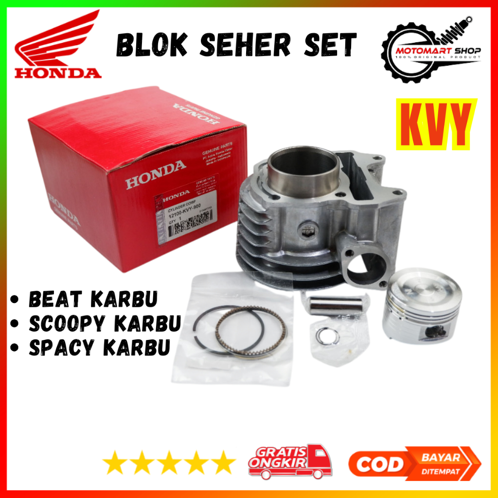BLOCK SEHER SET KOMPLIT HONDA BEAT KARBU / SPACY KARBU / SCOOPY KARBU / KVY CILINDER SEHER