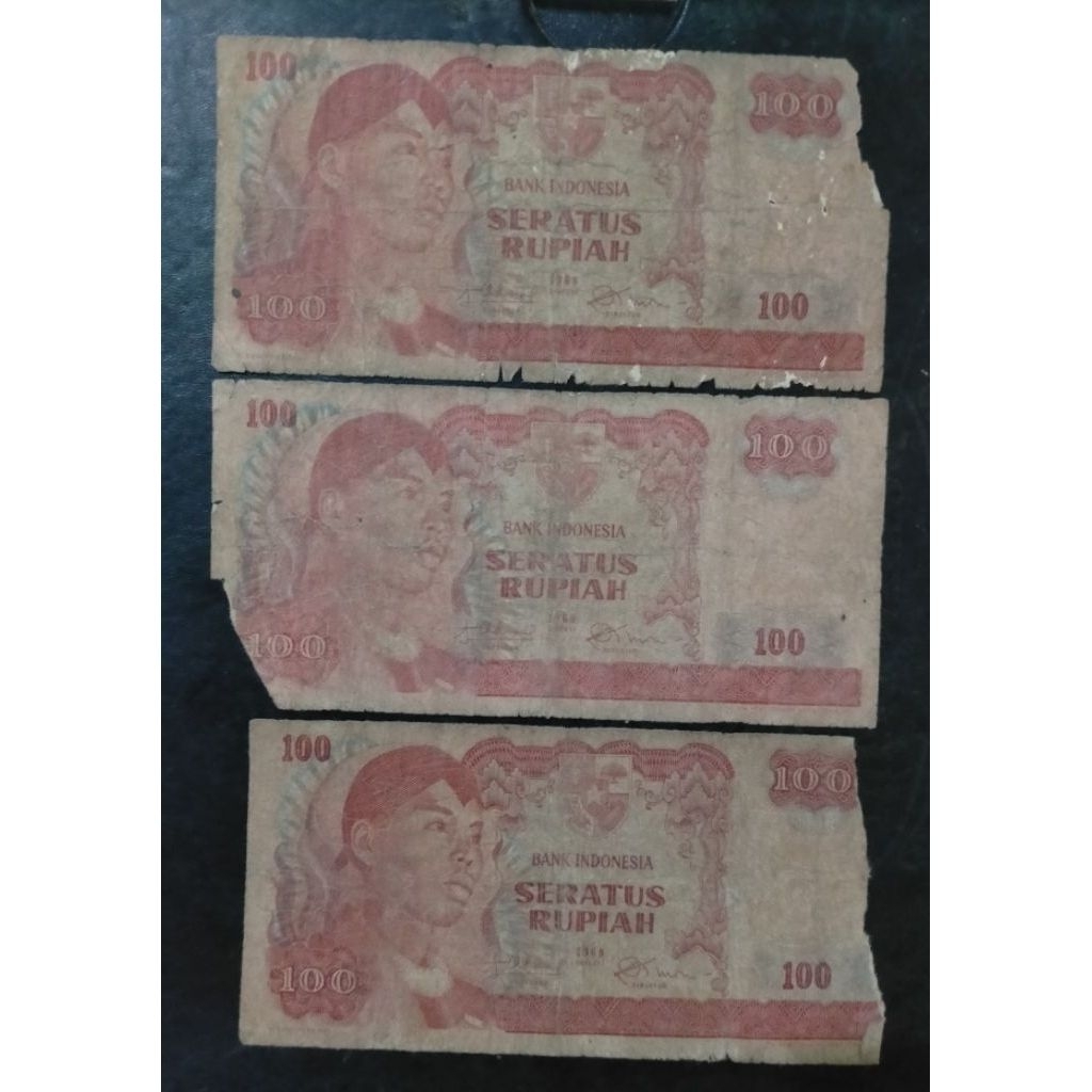 Uang 100 rupiah Sudirman 1968 jelek