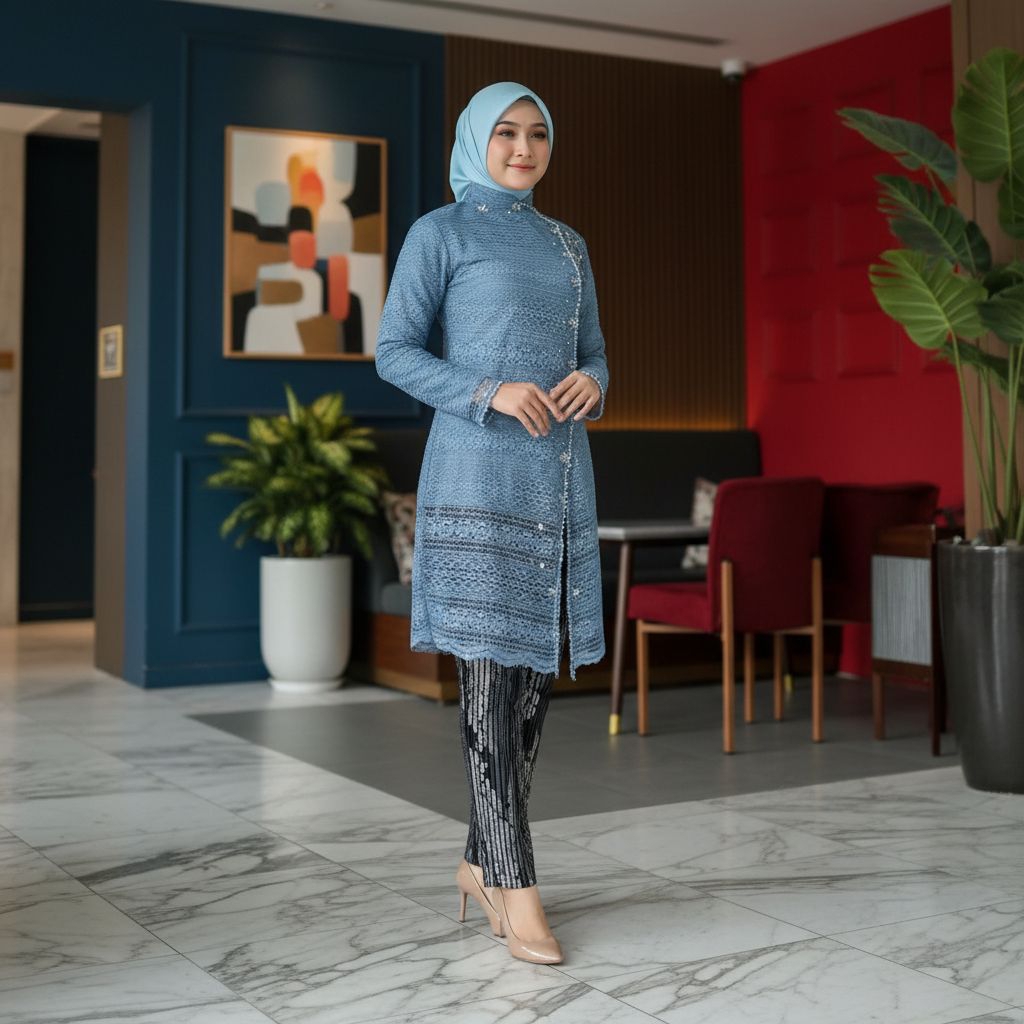 SETELAN KEBAYA WISUDA MODERN HIJAB REMAJA STYLE MODIS KEBAYA BRUKAT TERBARU TERMURAH / STELAN KEBAYA