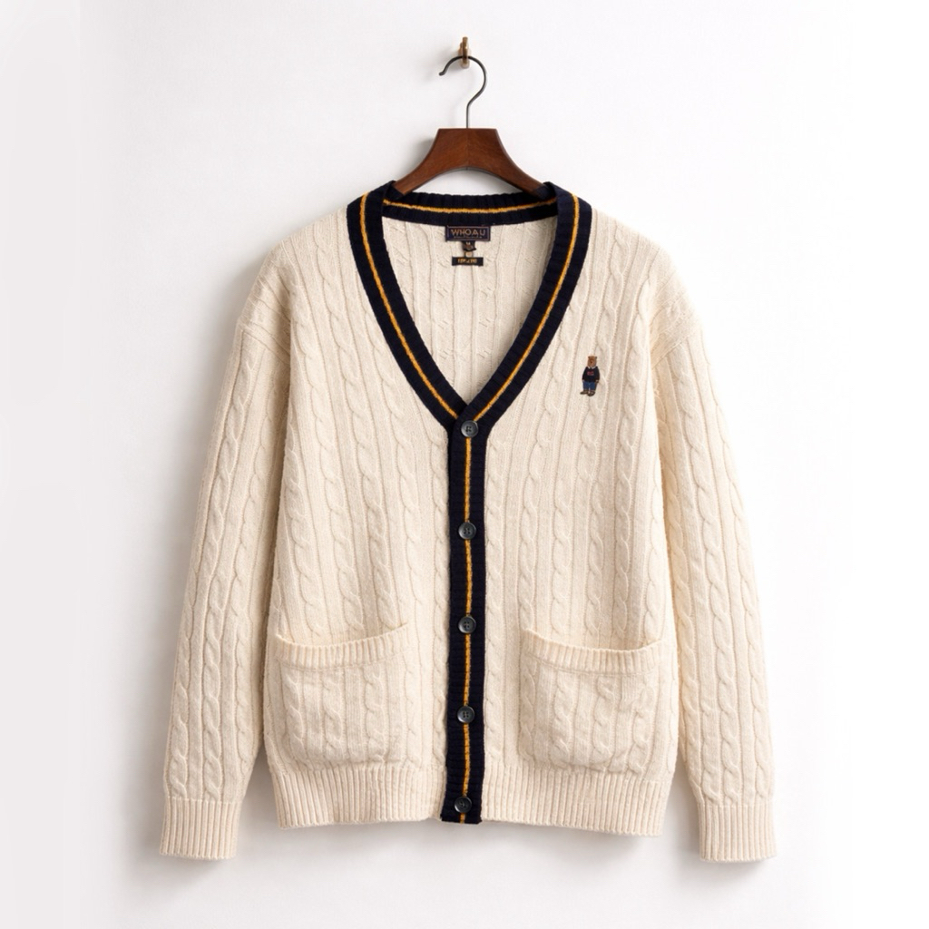 WHO AU Cardigan Knitwear Rajut Kepang Broken White