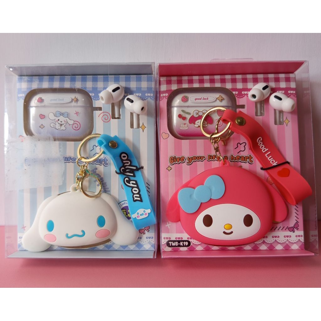 Set Earphone TWS (True Wireless Stereo) Bertema Karakter Sanrio
