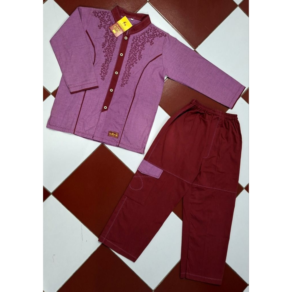 [CLEARANCE SALE  - DISKON BESAR] [ORI] Setelan Koko Anak Polos Salur "CITRA KIDS" Size 09