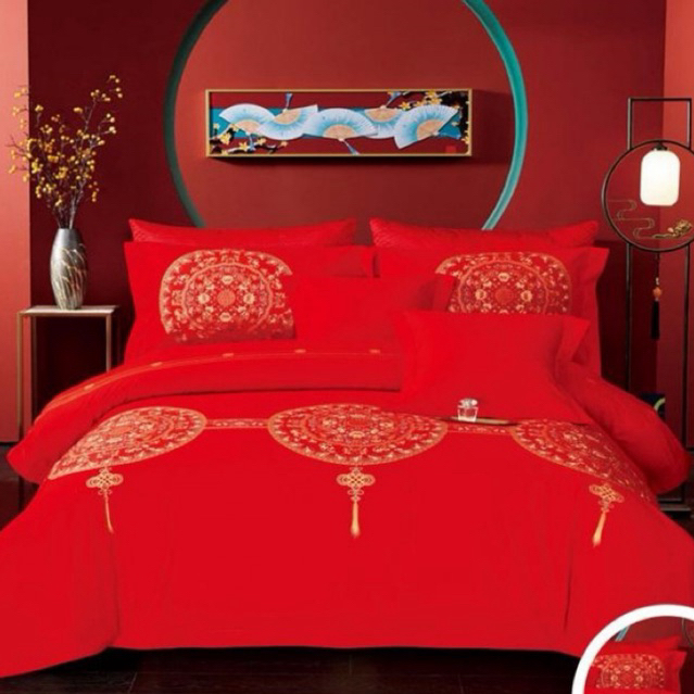 BIOSIBEDDING SPREI BEDCOVER KATUN JEPANG MOTIF WEDDING SINCIA SUANGXI IMLEK SANGJIT - SPREI CHINESE 