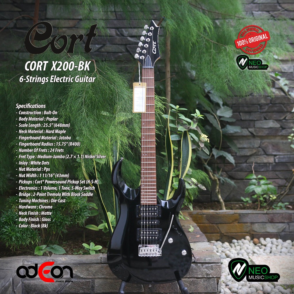 CORT X200-BK 6 Strings Gitar Elektrik
