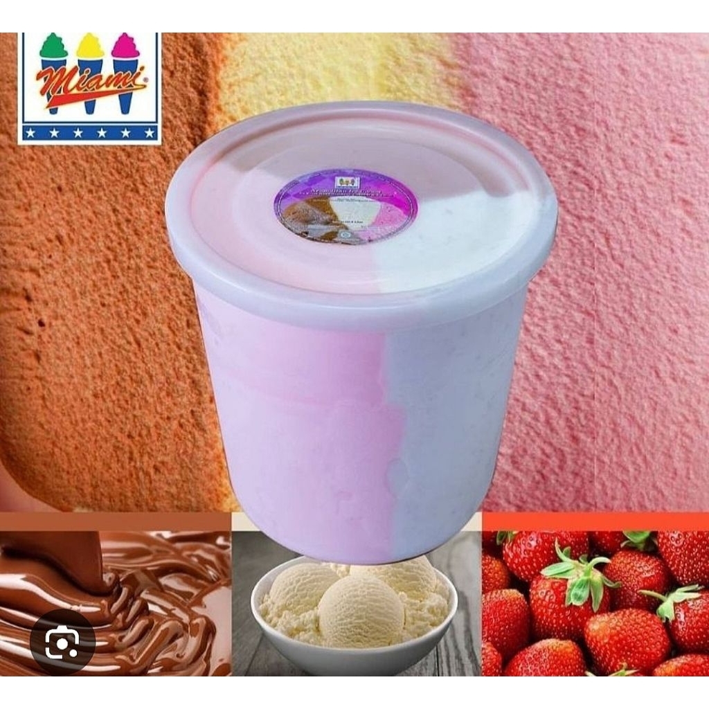 Miami es cream 8 liter emberan es krim 3 rasa / ice cream