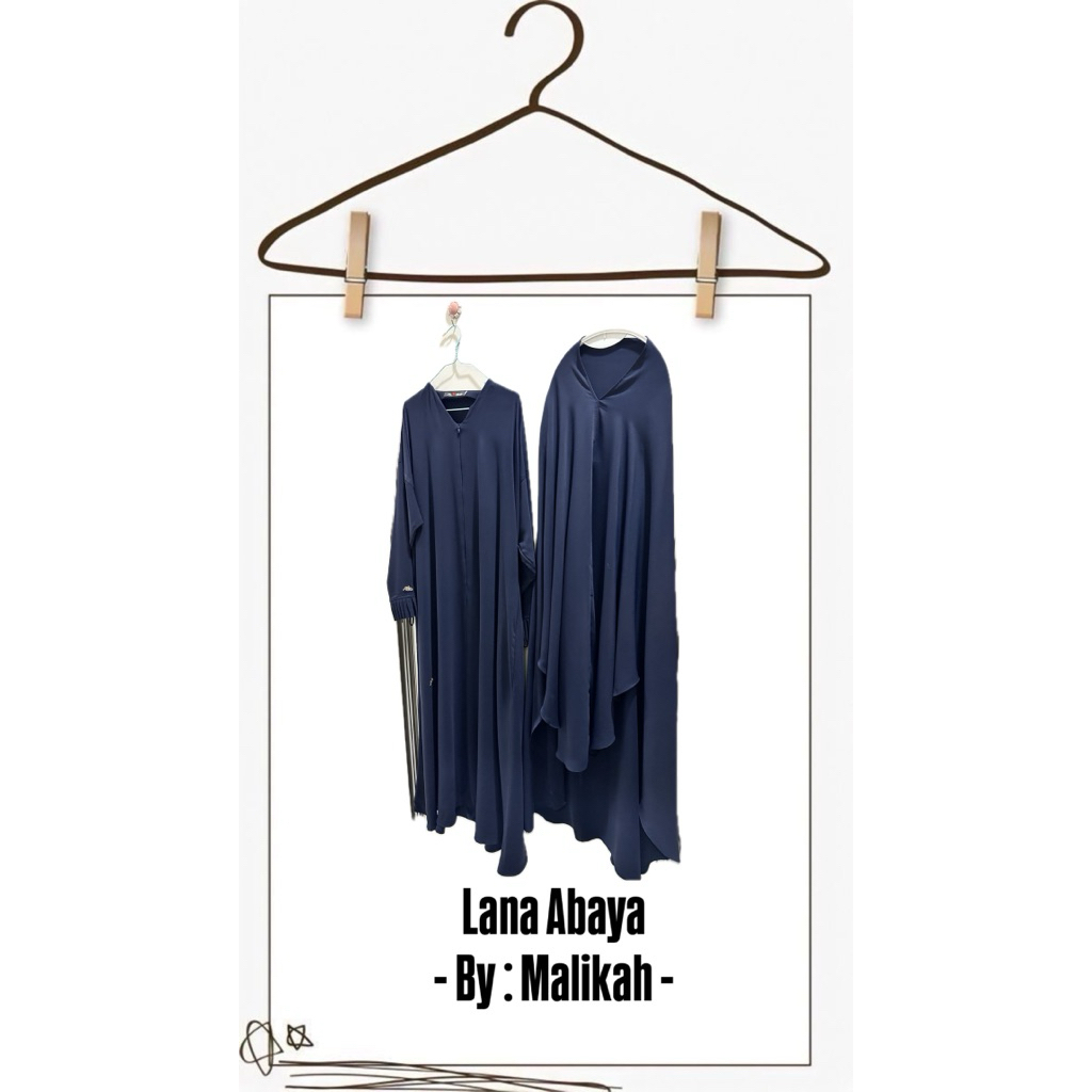 Preloved Malikah - Set Abaya Lana (warna : dark navy)