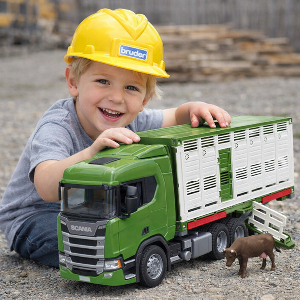 Bruder 3548 Scania Super 560R Cattle Transportation Truck with 1 Cattle - Mainan Miniatur Truk Angku