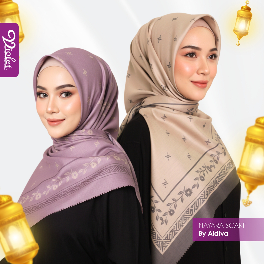 Nayara Scarf = Hijab Motif - Hijab Segiempat - Scarf HIjab - Aldiva - Violet Gallery