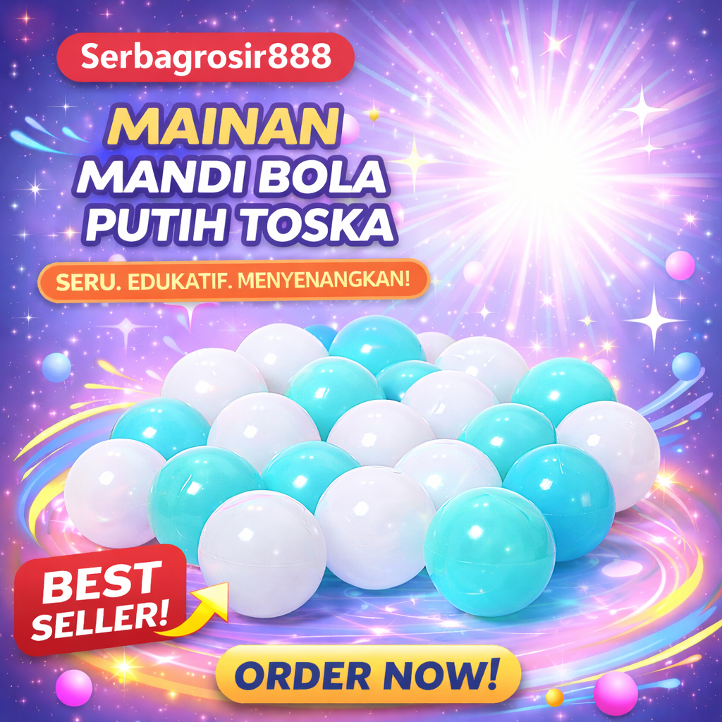 Mandi Bola warna PUTIH TOSKA 50PCS - Aquatic Mandi Bola - Mandi Bola Anak anak - Bola Mandi Anak