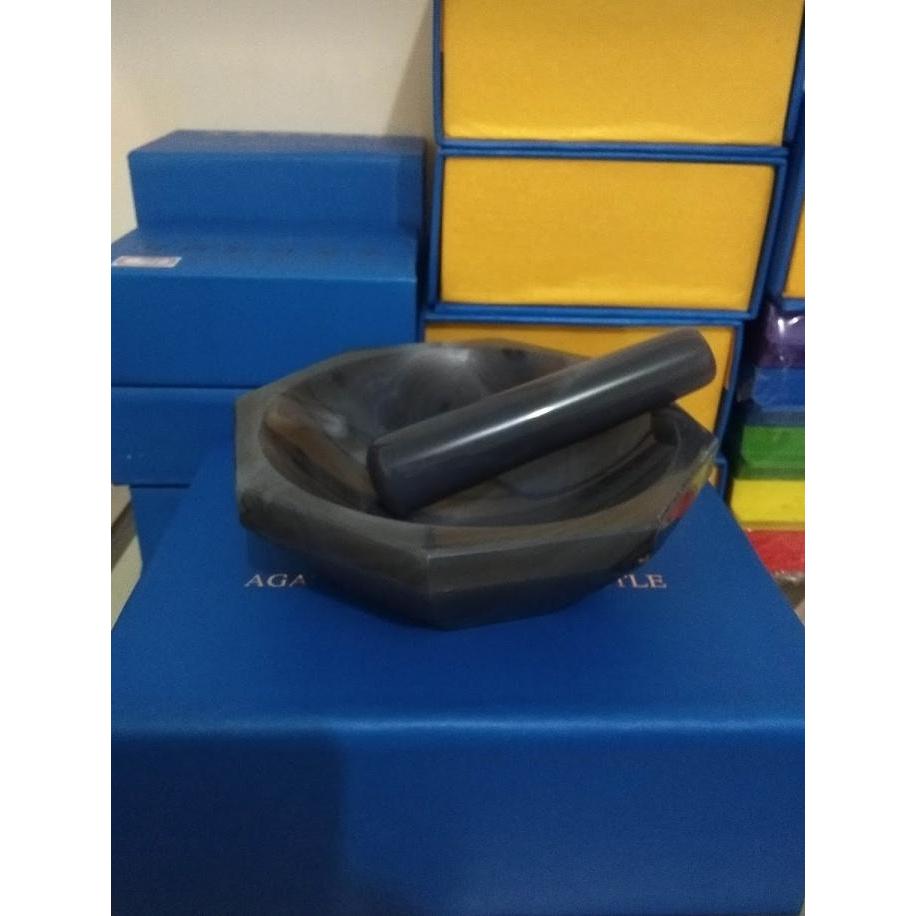 Aagate Mortar with Pestle Diameter 10 cm Natural Agate Mortar