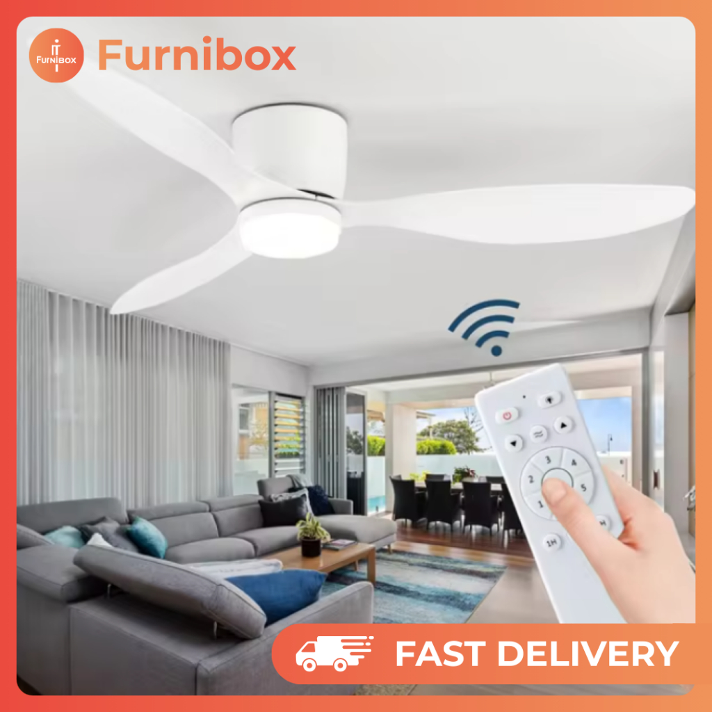 Kipas Angin Lampu Gantung Plafon Aeshtetic Tri Color Remot Control Ceiling Fan 42 52 Inch