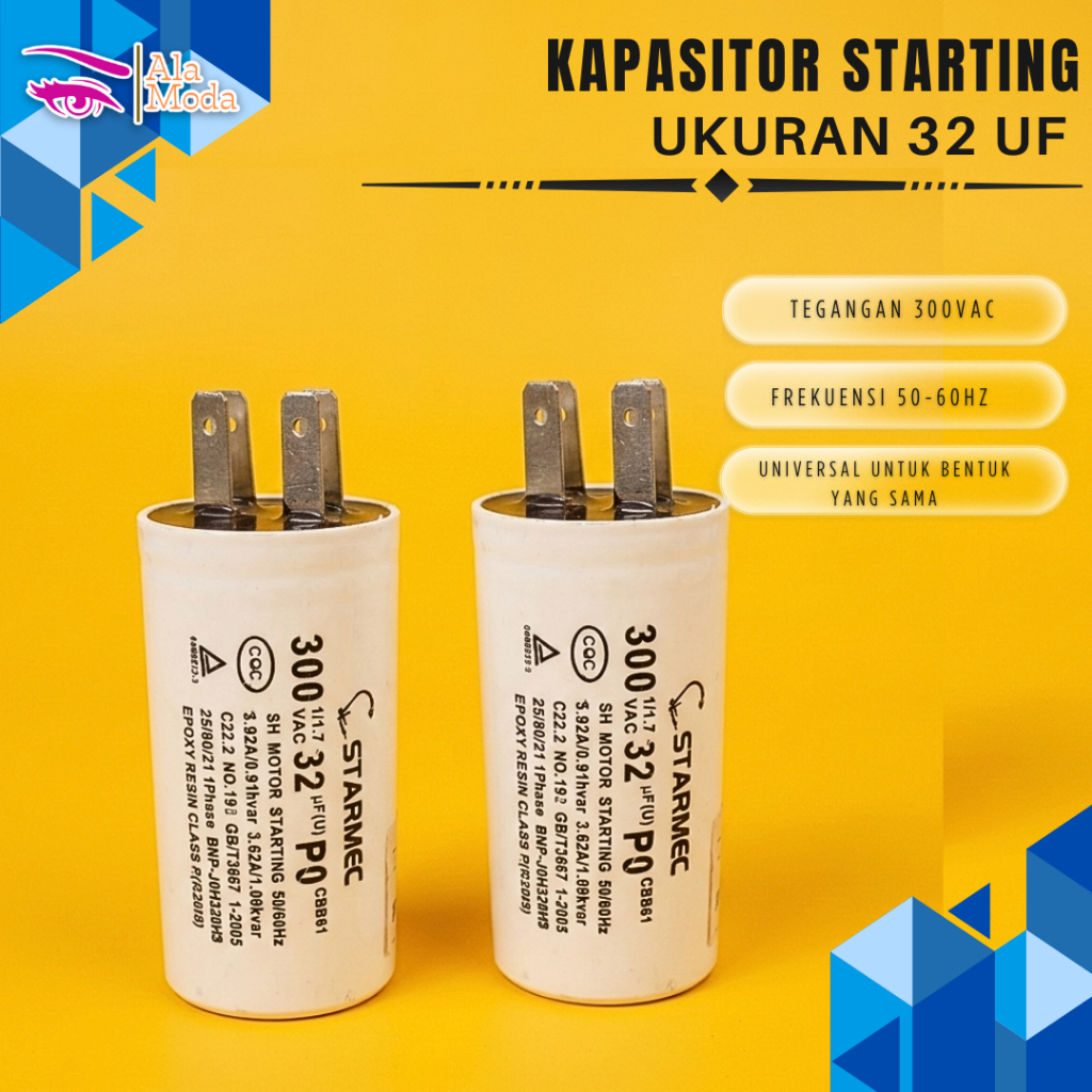 ALAMODA KAPASITOR STARTING KULKAS 32 UF/ 300 V AC/ KAPASITOR KULKAS