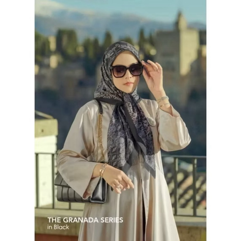 Preloved Hijab Buttonscarves Monogram Motif Voal