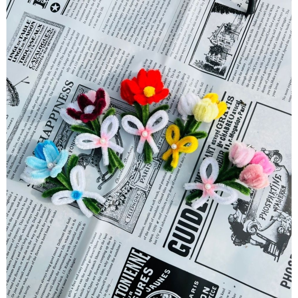 Flowers Bouquet Bag Charm Keychain / Buket Bunga Gantungan Kunci / Tulip Daisy/gantungan kunci/souve