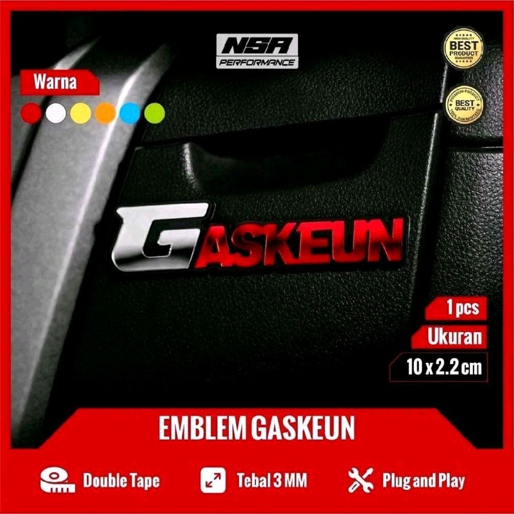 [ NSA ] EMBLEM GASKEUN LOGO GASKEUN BUKAN STICKER ATAU STIKER CUTTING GASKUEN AKSESORIS VARIASI EMBL