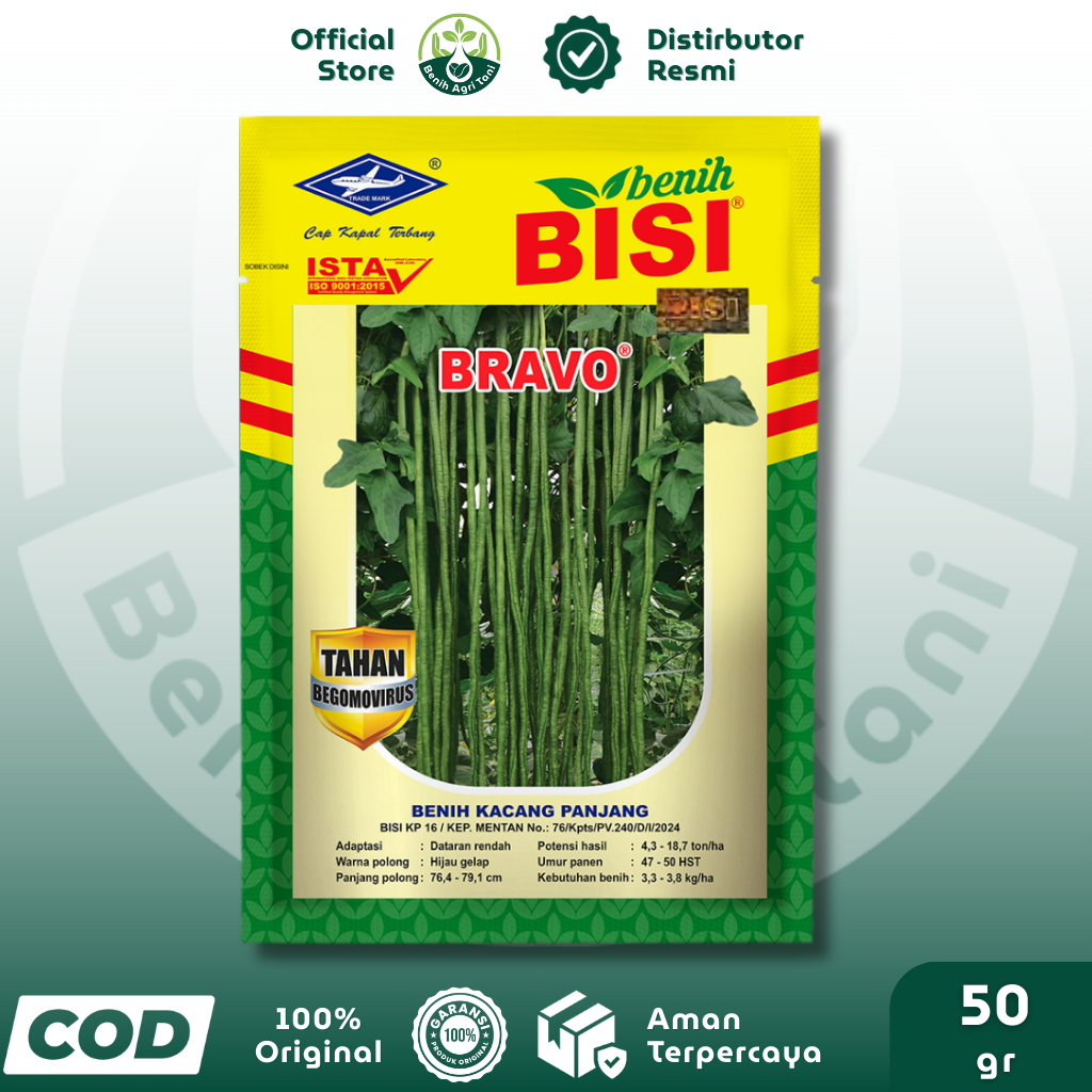 BRAVO 50 gr Benih Kacang Panjang BISI Cap Kapal Terbang