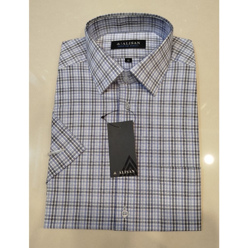 Kemeja Alisan Motif Kotak  Salur Lengan Pendek  Reguler