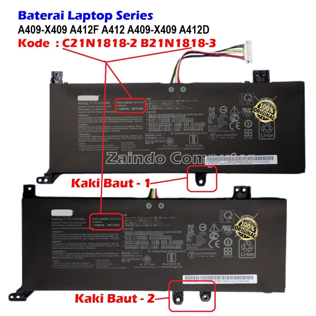C21N1818-2 B21N1818-3 BATERAI ASUS A412 A412D A412DA A412F A412FA X412 X412DA X412FJ X412FL A412D P1