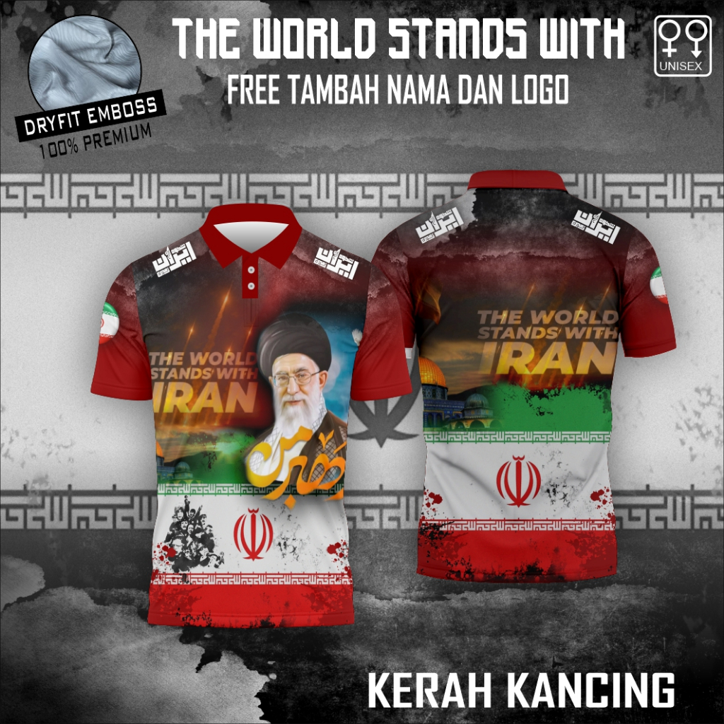 Kaos jersey polo  the world stand with iran free custom KAIN EMBOS