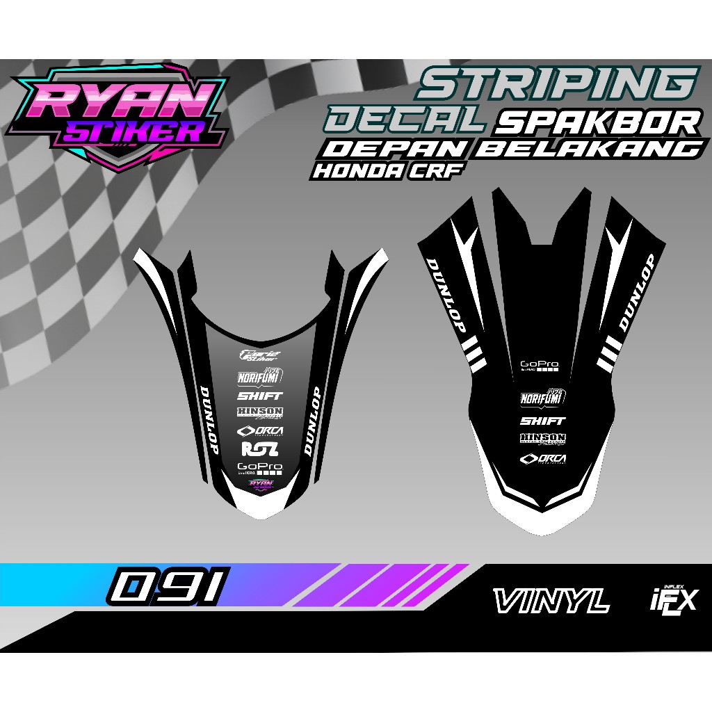 STRIPING DECAL SPAKBOR DEPAN BELAKANG HONDA CRF 150 L BERVARIASI WARNA DENGAN KUALITAS TERBAIK