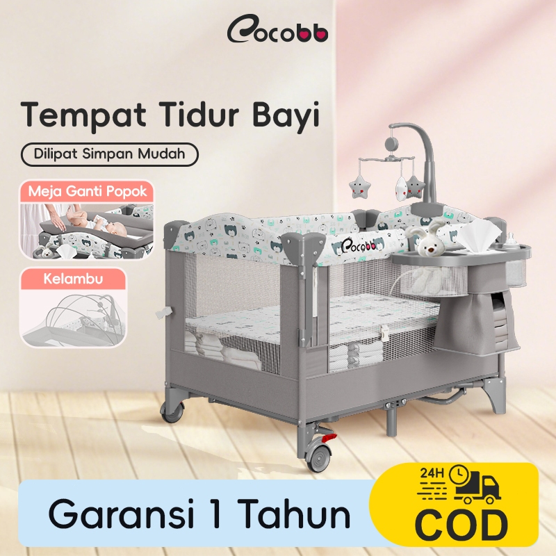 COCOBB Box Bayi Tempat Tidur Bayi Ranjang Bayi Goyang Baby Crib Buka Samping