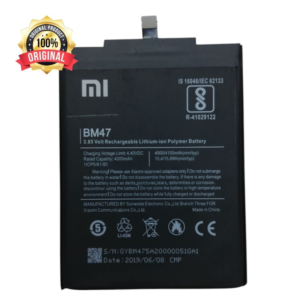 Original - Baterai Xiaomi Redmi 3, 4X, 4A, dan 5A BN30 - BN34 - BM42 - BM47 Real Capasity Garansi