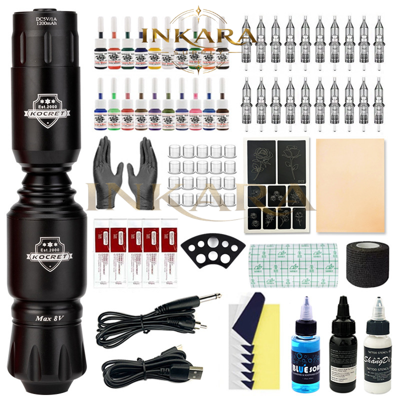 Pena Tato Roket Mini B4terai Isi Ulang NirkabelRCAPort All-In-One Mesin Tato Motor Set Mesin Power S