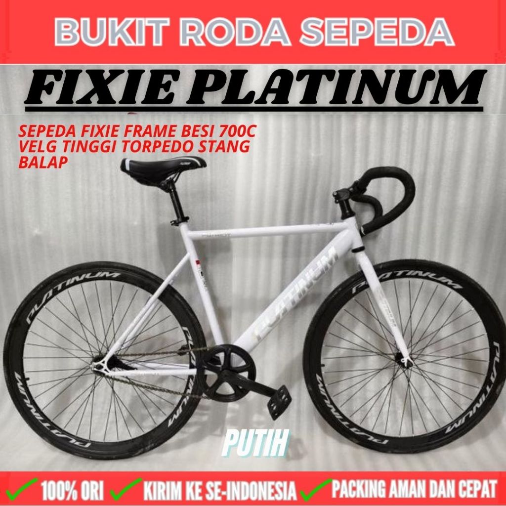Sepeda Fixie Platinum Sport Frame Besi 700C  ALTON MISTIQUE  Velg Tinggi Torpedo stang balap