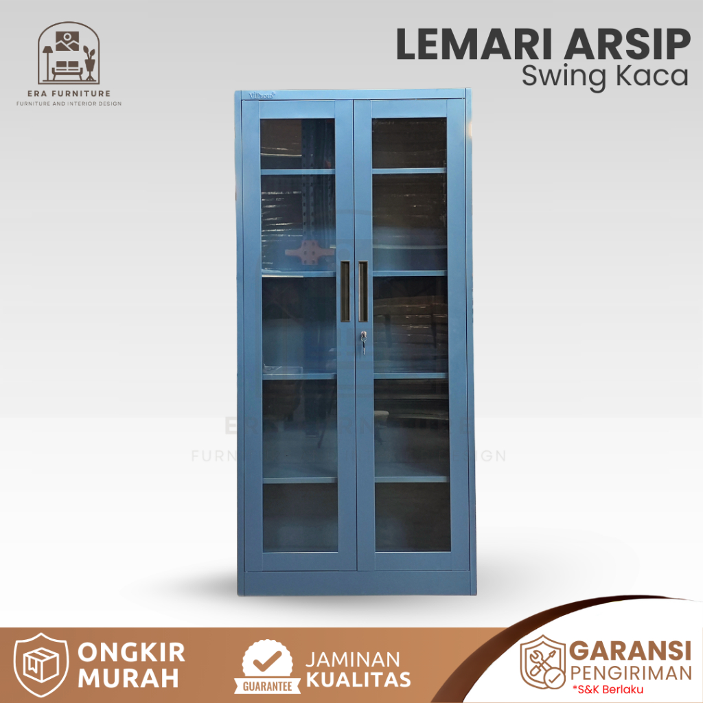 Era Furniture - Lemari Arsip Besi Swing Kaca 2 Pintu Lemari Penyimpanan Lemari Kantor Arsip [ ERA BO