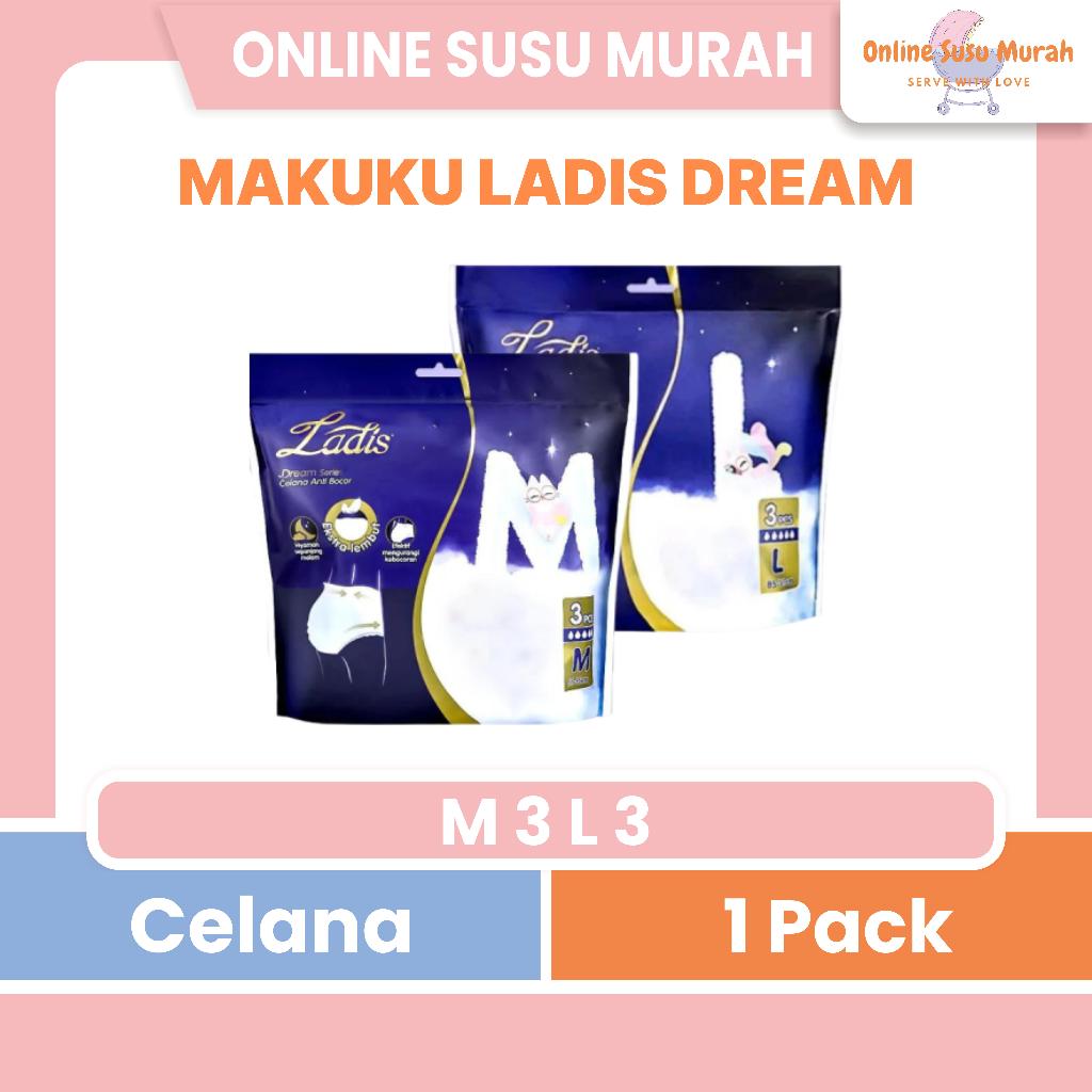 MAKUKU LADIES DREAM PEMBALUT WANITA MENSTRUATION PANTS M & L 1PACK 3PCS 1 PACK ISI 3 PRLA