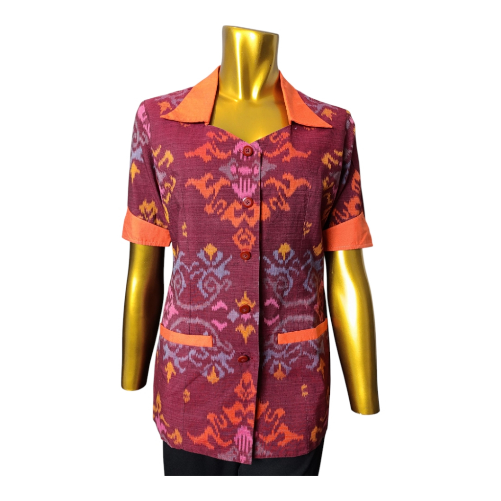 BATIK ENDEK TENUN ATASAN BLOUSE KHAS BALI WANITA