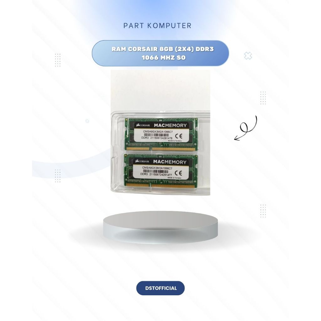 RAM Corsair 8GB (2x4) DDR3 1066 MHz SODIMM Mac Memory Laptop