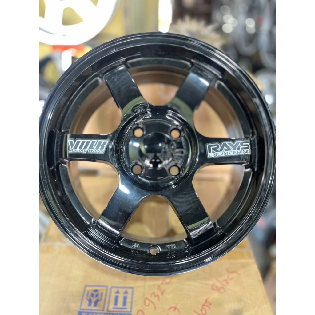 TE37 ring 15 pcd 4x100 black glosy baru