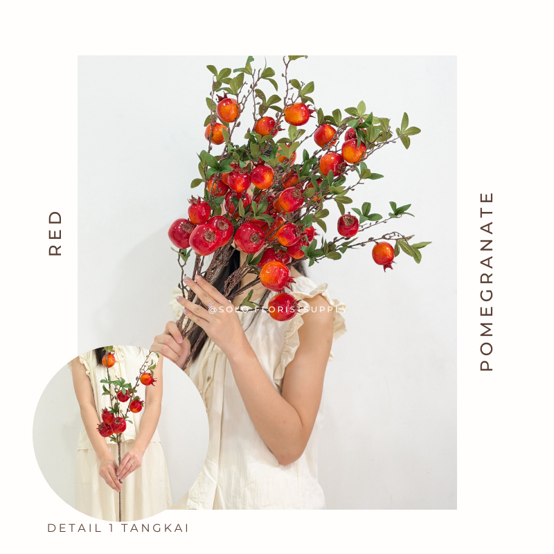 POMEGRANATE FRUIT ARTIFICIAL Hiasan Buah Delima / Artificial pomegranate Fruit  Tangkai Bunga Delima