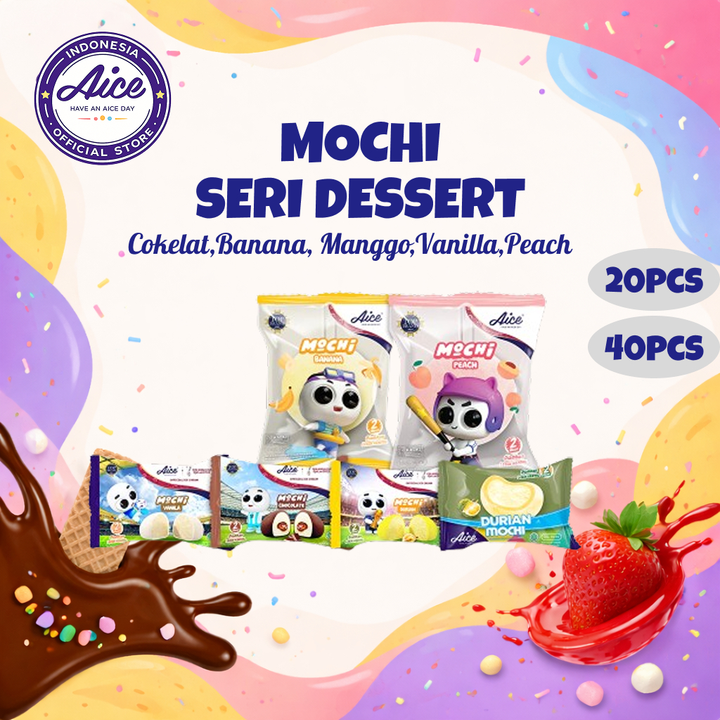 Aice Ice Cream Mochi Aneka Rasa/ Paket Keluarga Es Krim Mochi Rasa Vanila Cokelat mangga