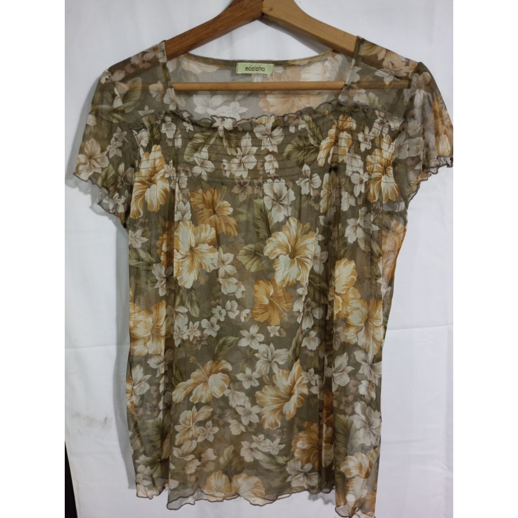 Blouse Floral Ecoloha Aesthetic -Atasan Rayon Adem ala Korea