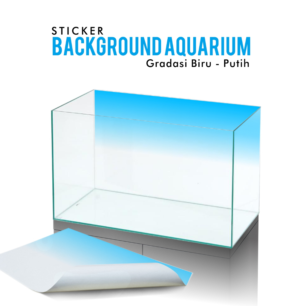 Stiker Background Aquarium Model ADA Anti Air Vinyl Ukuran Banyak Gradasi Biru