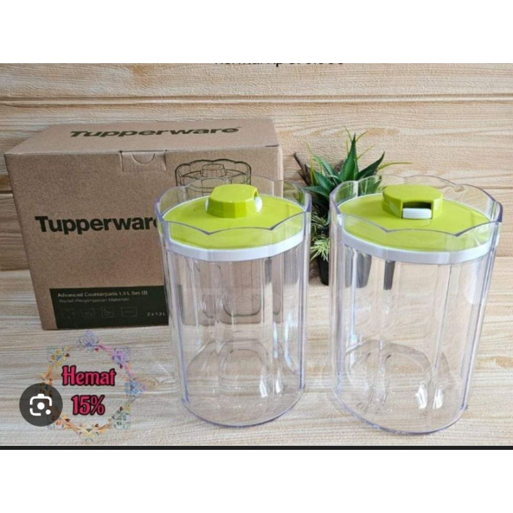 advance1,3 L green tupperware toples kristal hijau
