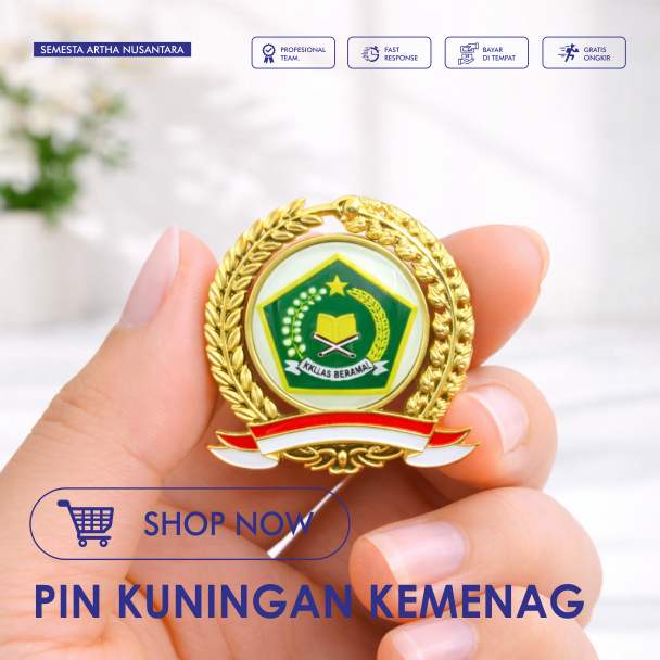 Pin bross pin KEMENAG padi kapas bendera merah putih peniti Magnet