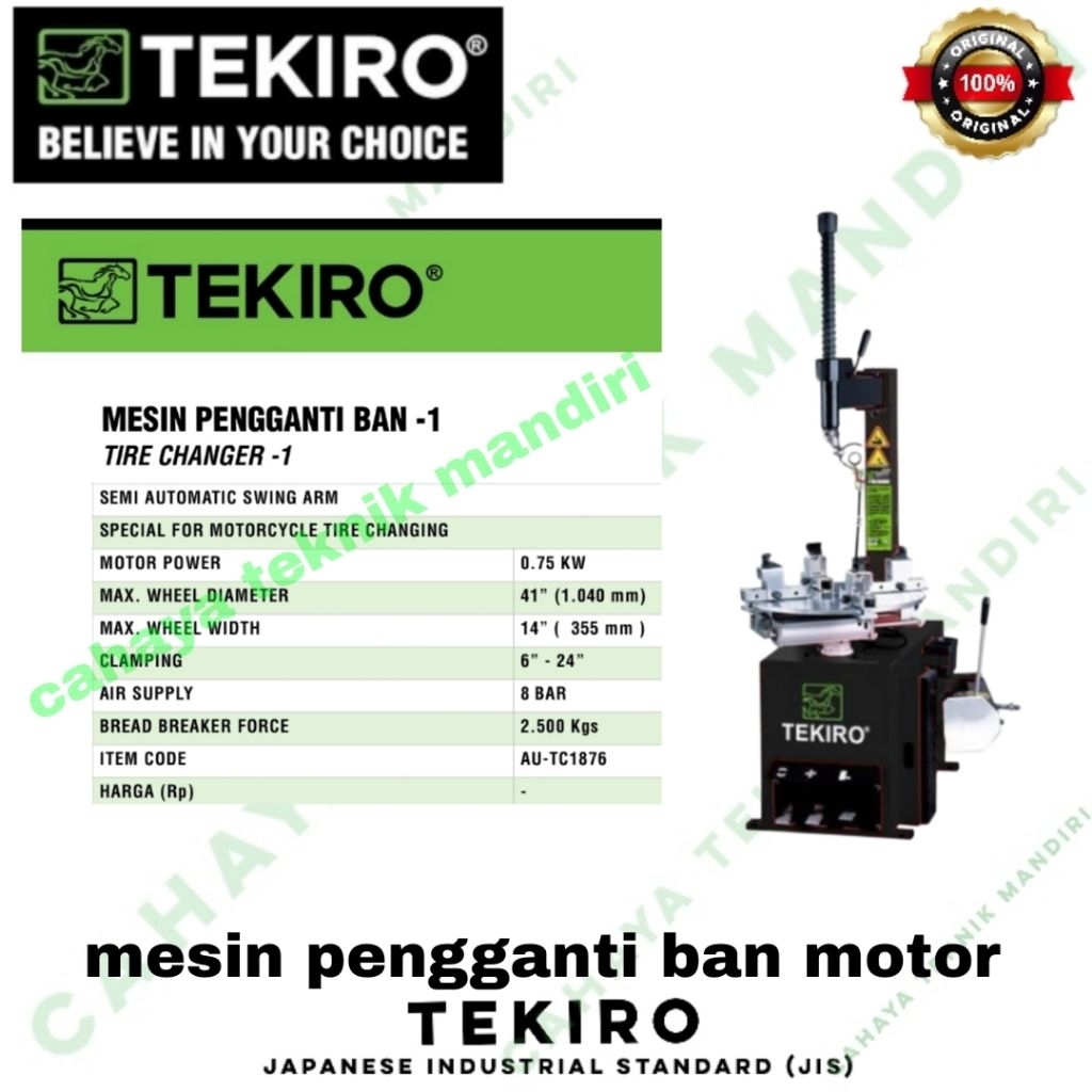 TEKIRO AU-TC1876 tire changer mesin pengganti ban sepeda motor tenaga angin kompresor