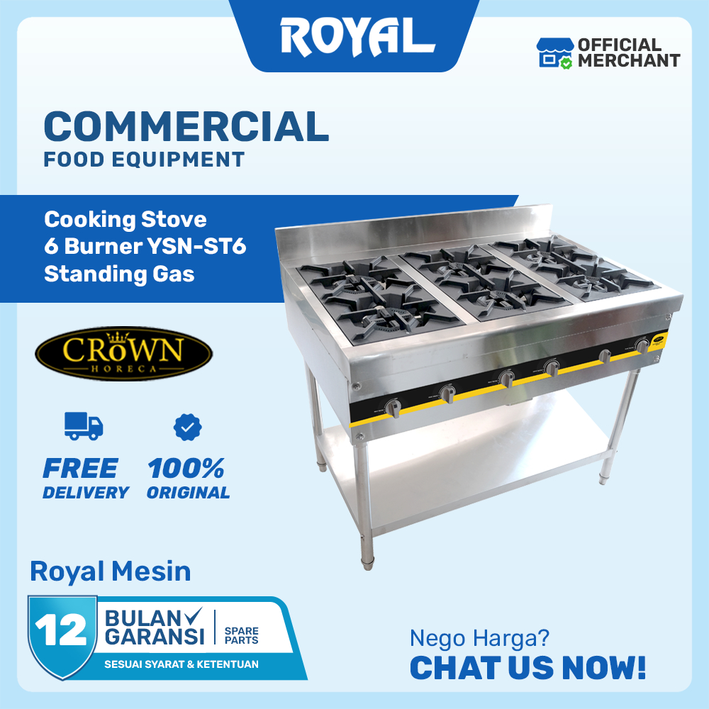 Cooking Stove 6 Burner CROWN YSN-ST6 Standing Gas Burner 6 Burners LPG