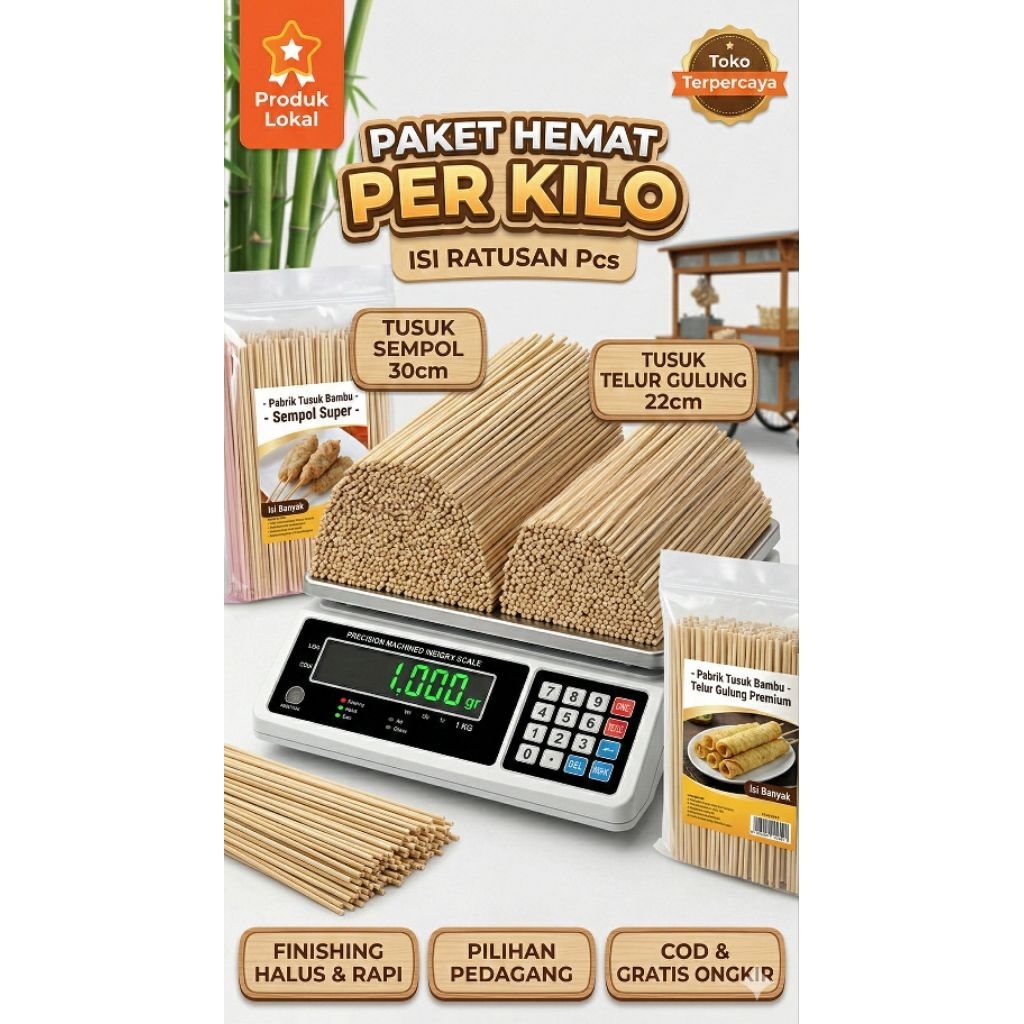 1 Kg Tusukan Sempol / Tusuk Telur Gulung / Tusuk Papeda / Tusuk Cilok Sosis Bakar