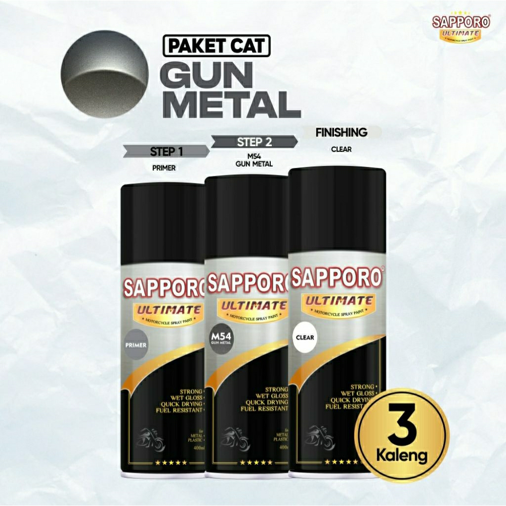 #MAU# Cat Semprot Sapporo Ultimate Paket Lengkap Gun Metal M54 (B12,M54,C81) Abu Abu Tua Gelap Metal