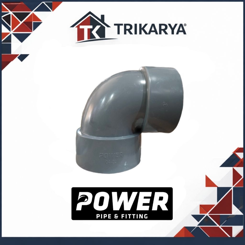 Knee L Pipa PVC Power 3 Inch - Elbow 90 Derajat Pipa 3"