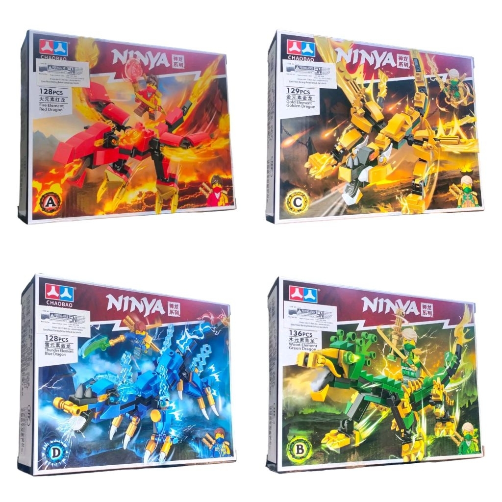 Mainan Anak DIY Bongkar Pasang Ninja Blocks Brick Dragon Ninja Naga Robot