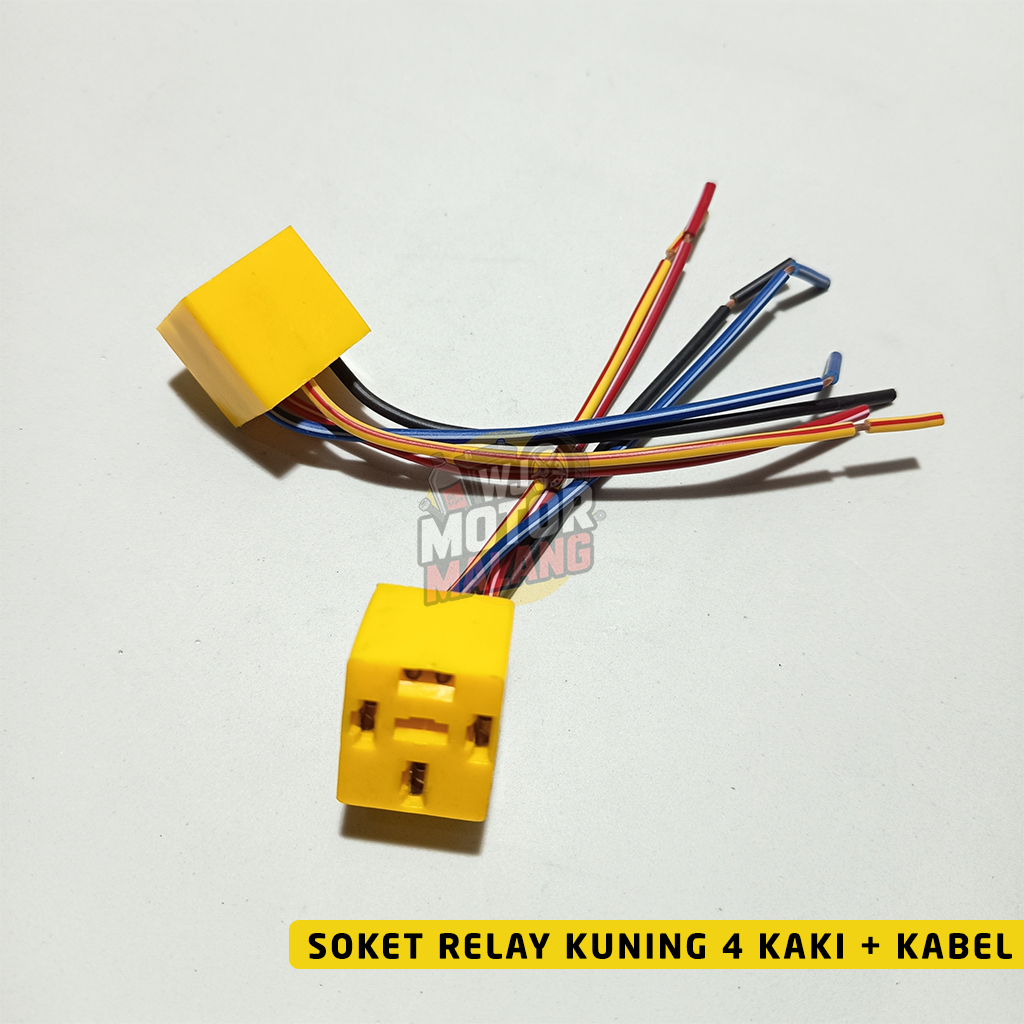 Socket Relay Kaki 4 + Kabel Soket Relay Lampu Klakson Universal Motor Mobil
