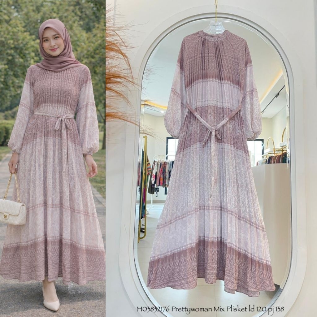 - Lucky Lacky Boutique - Gamis Prettywoman Plisket Gamis Wanita Premium Elegan Mewah Terbaru Kekinia