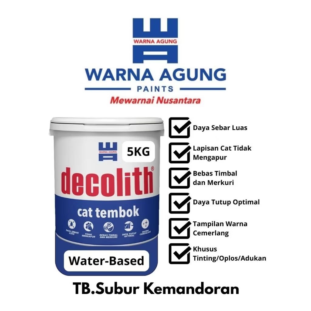 Cat Tembok Dalam/Interior Decolith Tinting Warna Agung-5kg
