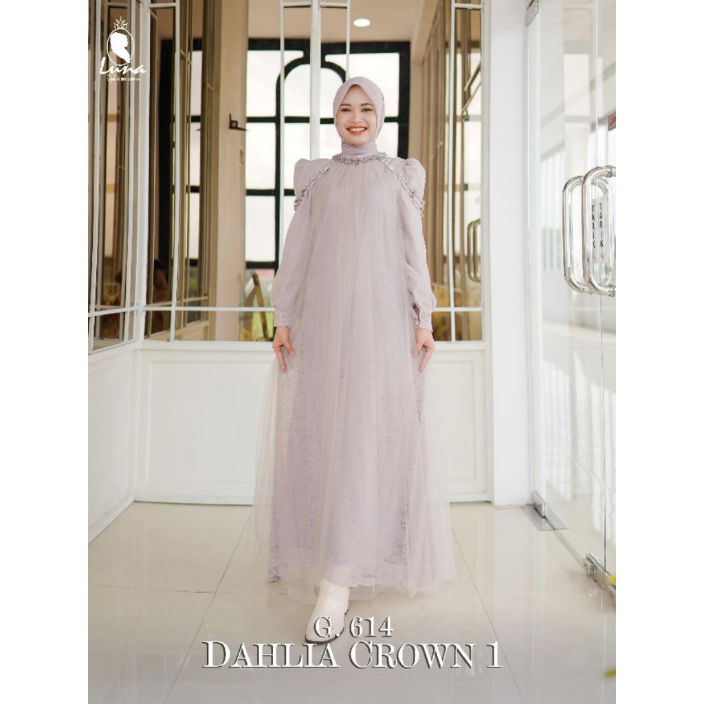 Dress Gamis Luna G.614 DAHLIA CROWN 1 By Luna hijab Indonesia